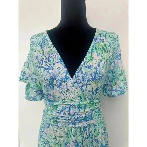 Lilly Pulitzer Juliet Ruffle Midi Dress in Surf Blue Soleil It On Me size Small - Picture 5 of 11